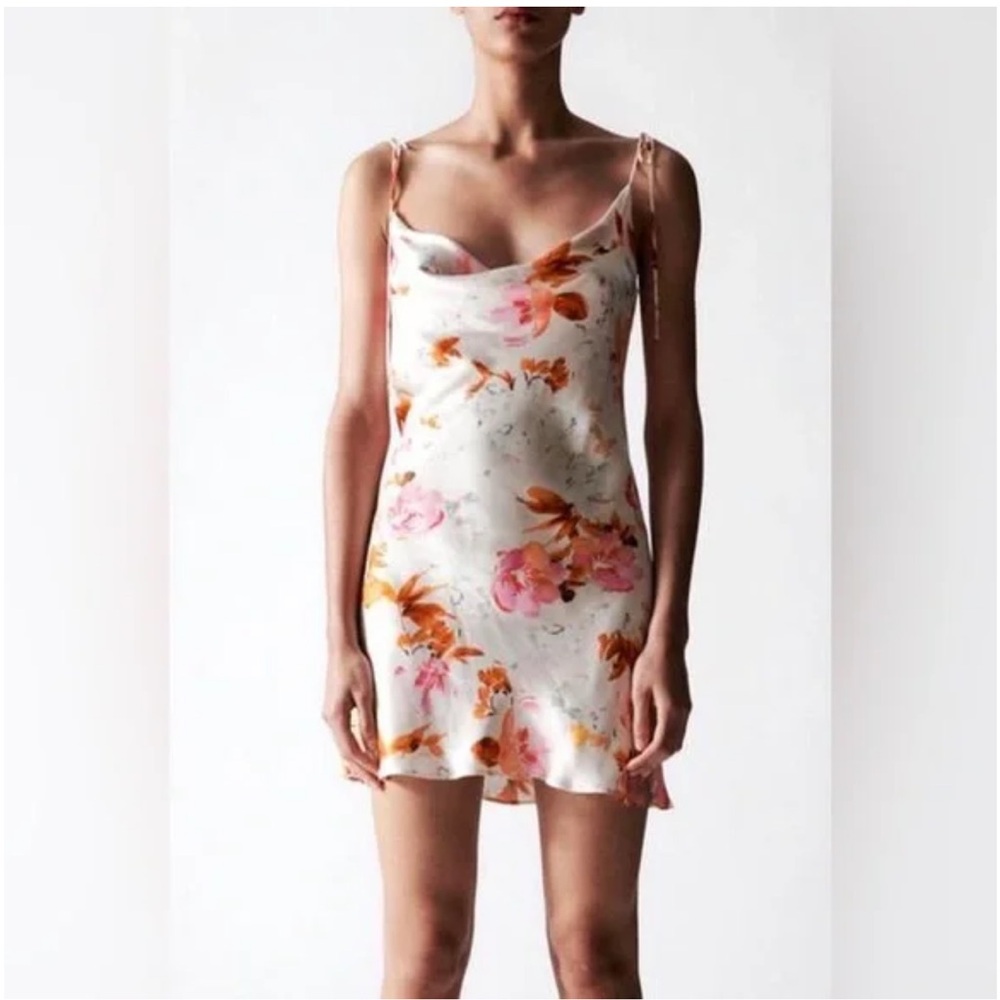 Zara Floral Satin Mini Dress